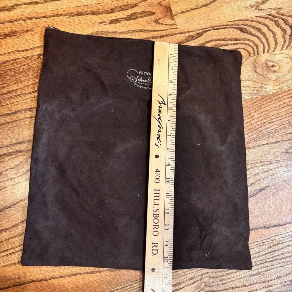 Vintage Pacific Silvercloth Tarnish Resistant Zipper Storage Bag Brown 15.5x14.5